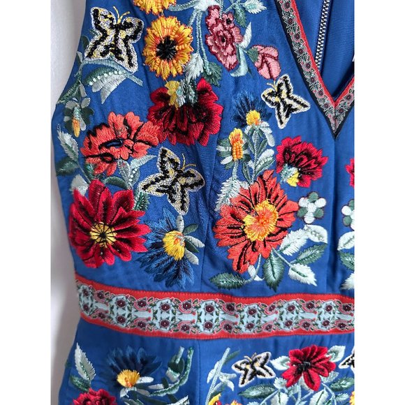 NWT Alice + Olivia Patty Embellished Mini Dress Floral Embroidered Riviera 4 - Picture 8 of 13